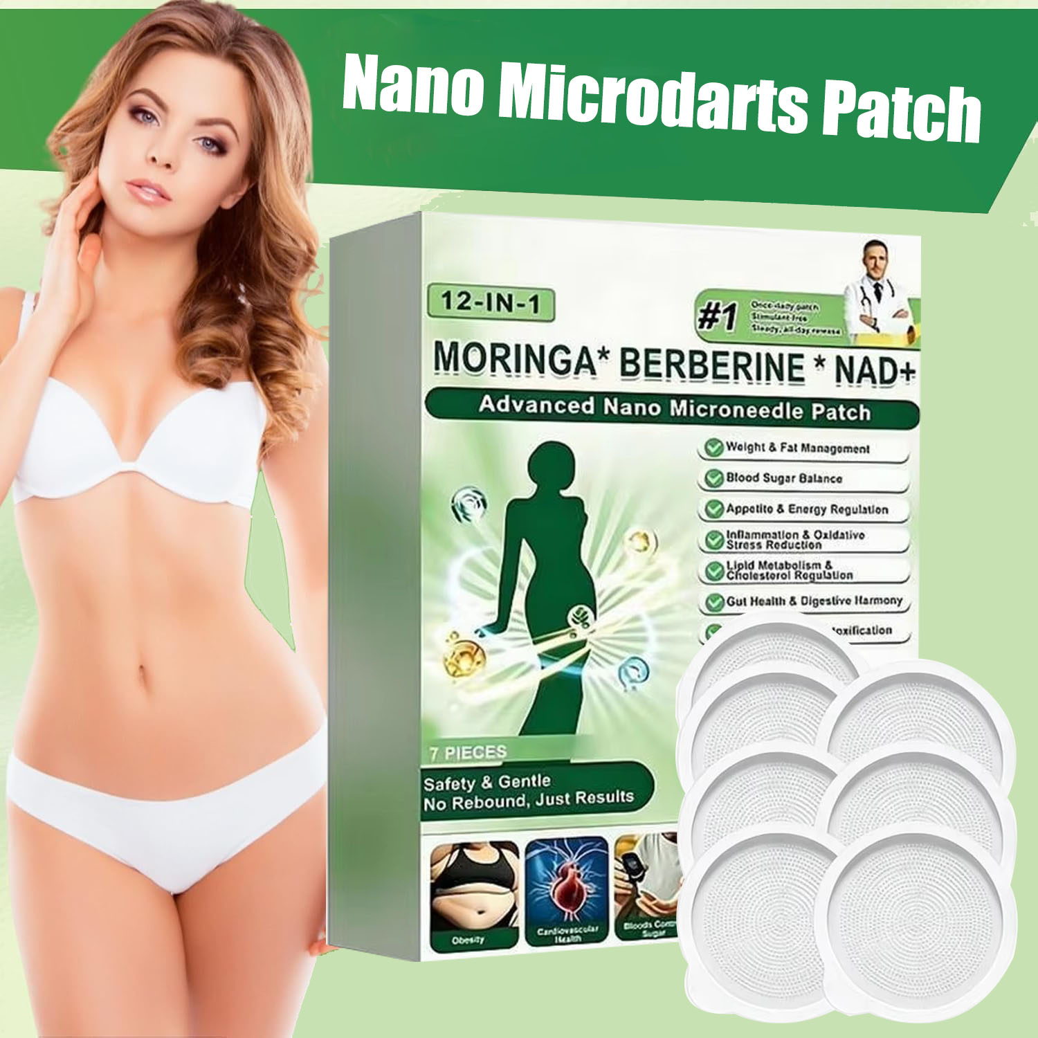 Xbody Health & Wellness Functional Integrative Medicine Office & Medical Spa Wayne - 先進ナノマイクロニードルステッカーパッチ 引き締め効果のあるベルベリンX NAD+ 体重管理補助パッチ 簡単使用 体重減少