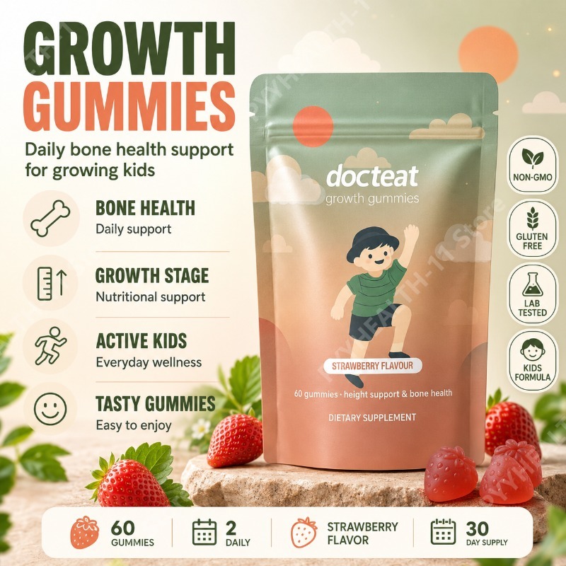 Wellness Health Nutrition - 子供用カルシウムグミ ビタミンD3 K2サプリメント ストロベリー風味 骨の健康サポート 毎日の健康栄養