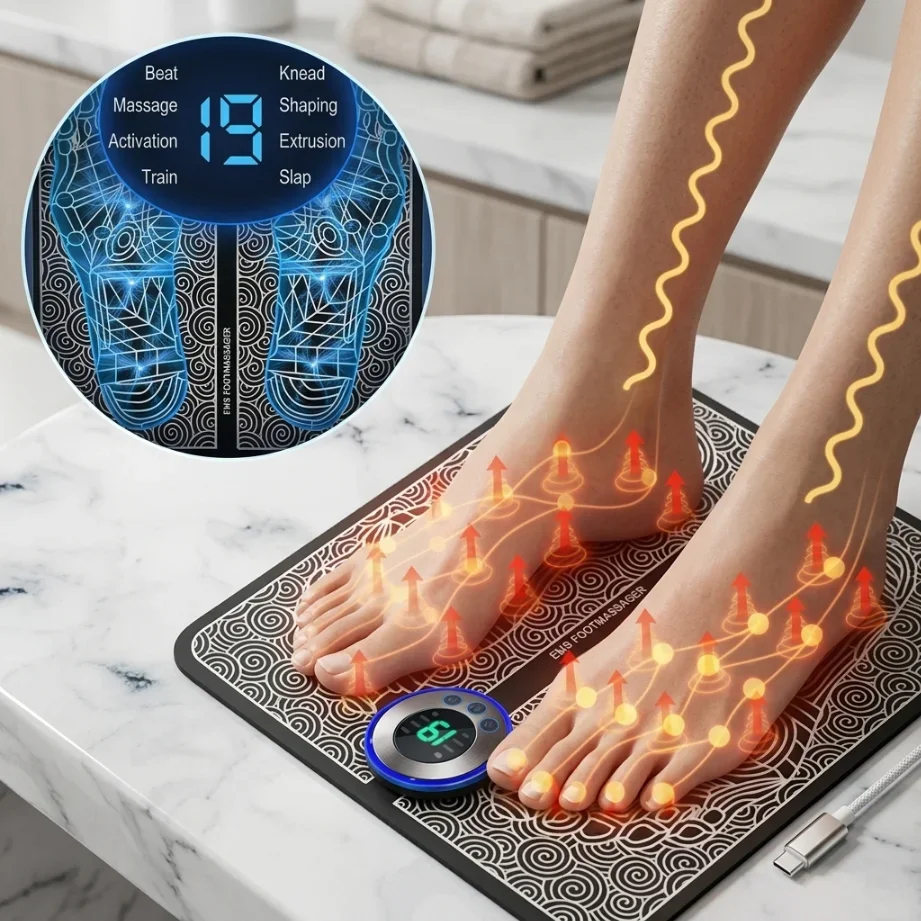 Ems Foot Massager - EMS フットマッサージャーパッド 痛みを和らげる 足のリラックス 経穴マッサージ 電気筋肉刺激
