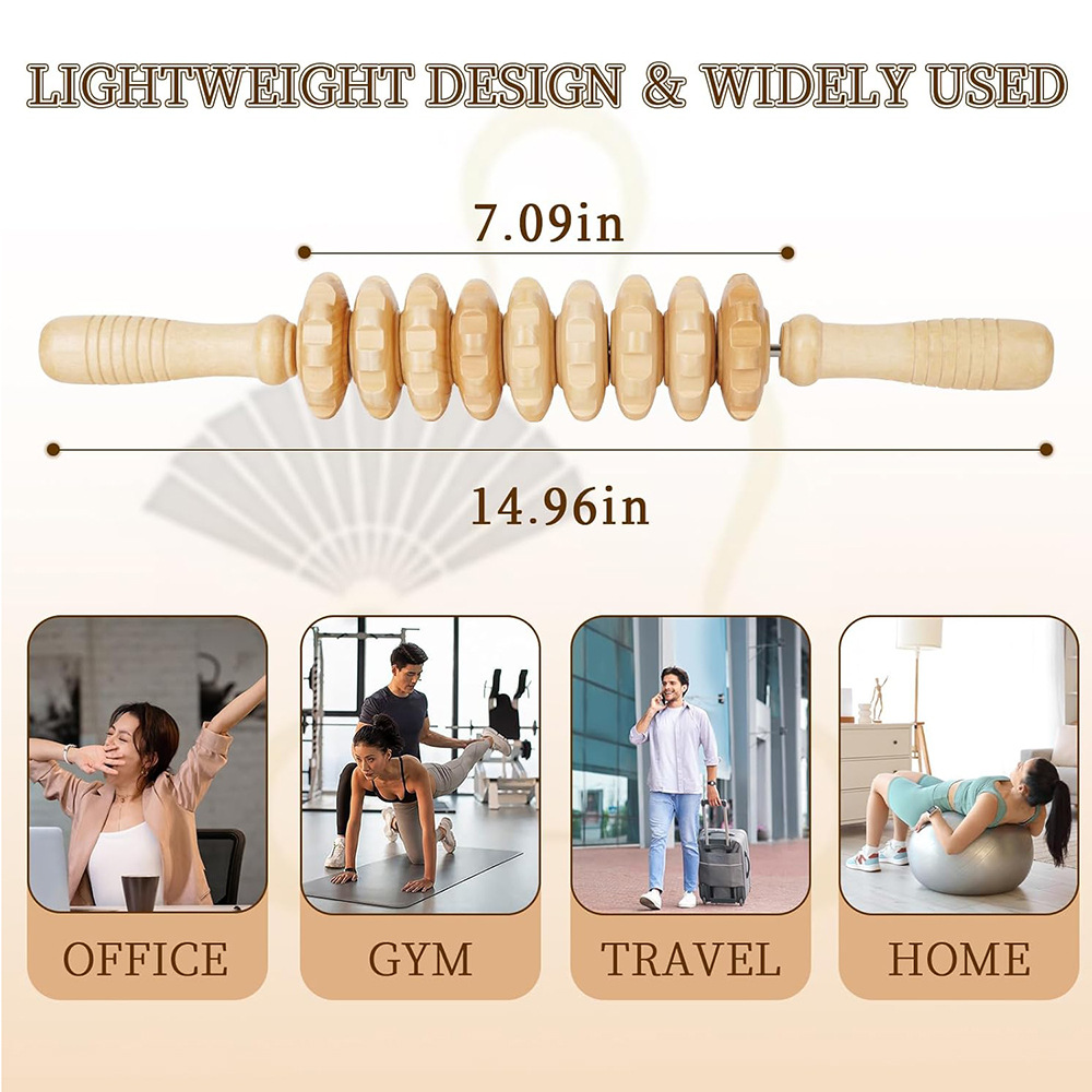 1PC 木製 9 輪マッサージマッサージローラー鎮痛抗セルラ - Reflexology Foot Roller のレビューと価格