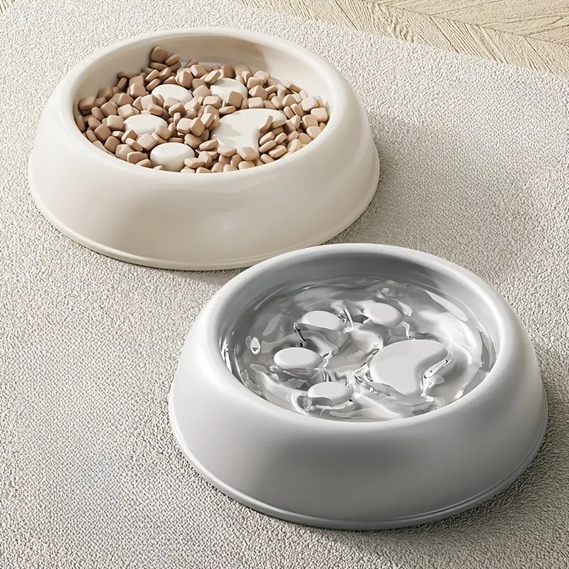 犬用足跡模様スローフィーダーボウル、猫用こぼれにくいペットフ - Health Wellness Product のレビューと価格