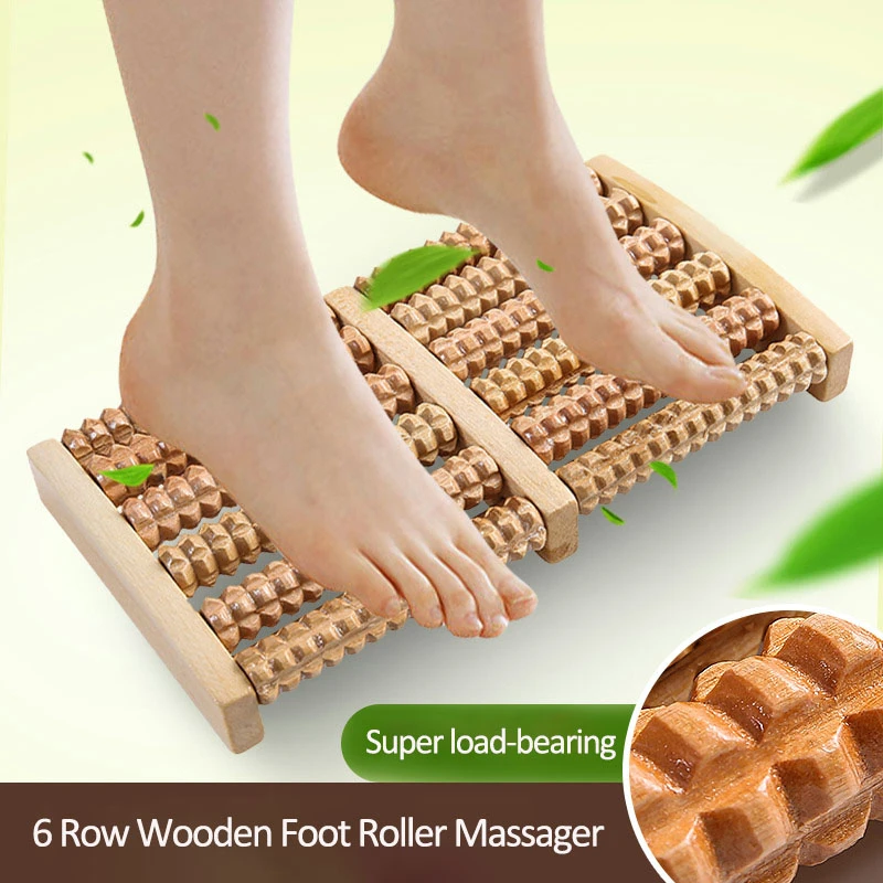 木製 6 行フットマッサージャー痛みストレスリリーフ指圧ロー - Reflexology Foot Roller のレビューと価格