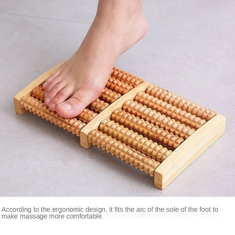 木製 6 行フットマッサージャー痛みストレスリリーフ指圧ロー - Reflexology Foot Roller のレビューと価格
