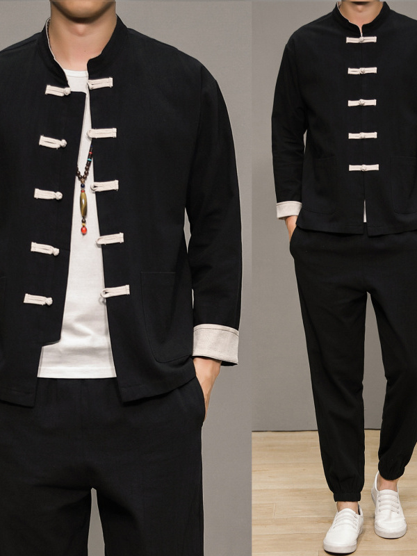 中国風の綿麻の唐服男性用伝統的なヘルスケアセンター禅瞑想長袖 - Health & Wellness Events のレビューと価格