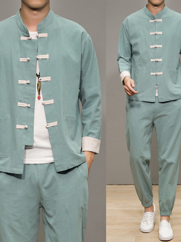 中国風の綿麻の唐服男性用伝統的なヘルスケアセンター禅瞑想長袖 - Health & Wellness Events のレビューと価格