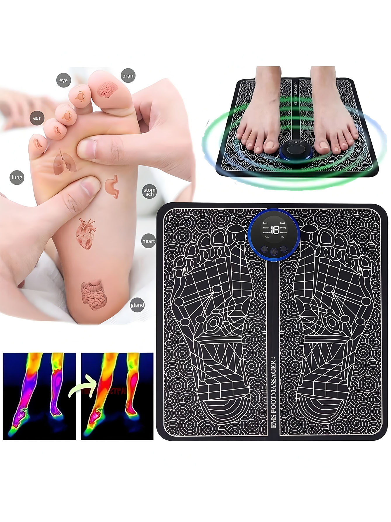 EMS フットマッサージャー充電式マッサージパッド足リラクゼ - Ems Foot Massager のレビューと価格